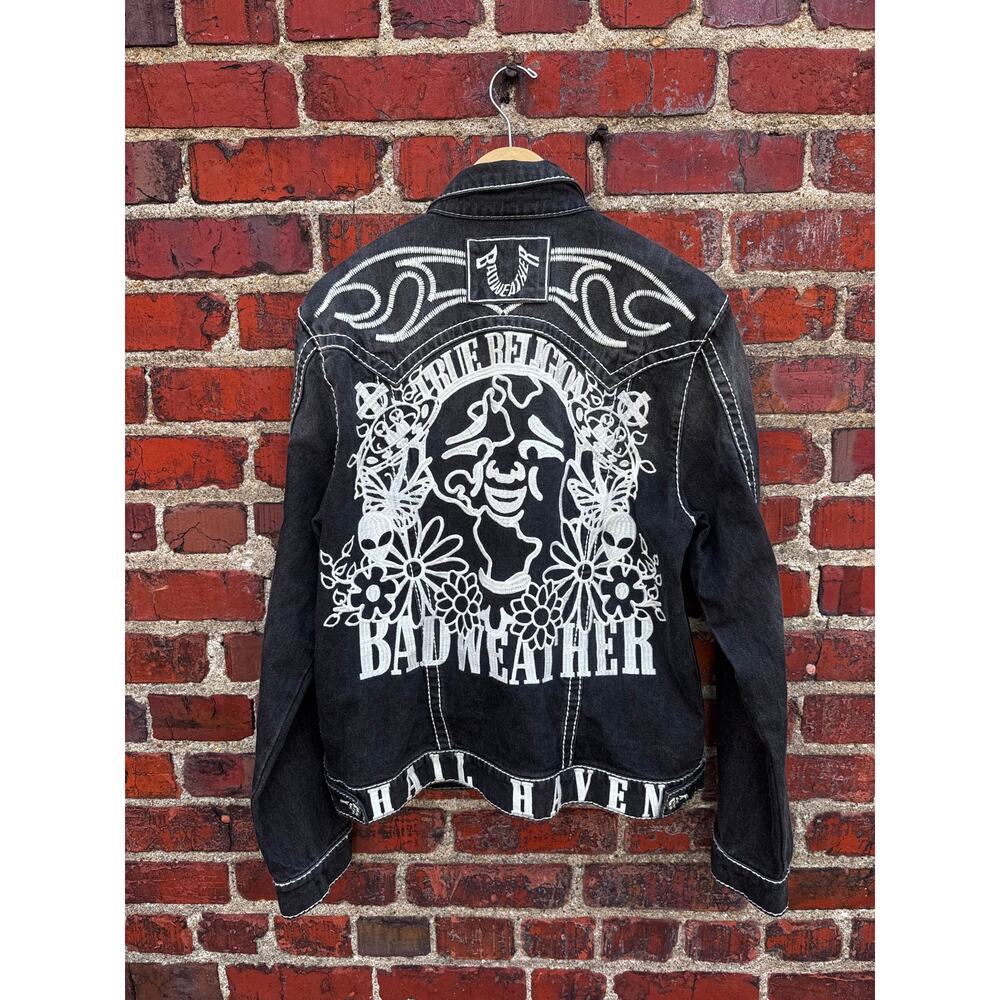 True Religion Chief Keef Bad Weather TRT Black Denim Jacket Size Medium